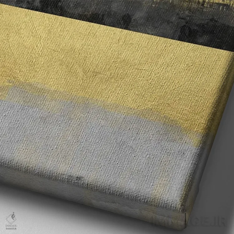 تابلو مینیمال سفید طلایی انتزاعی اثر دانیلو د آلکساندریا - نمای نزدیک بافت بوم