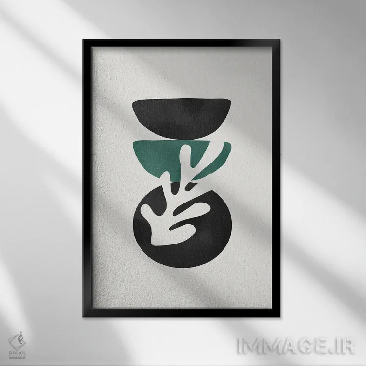 تابلو انتزاعی شکل انتزاعی برگ سبز اثر دانیلو د آلکساندریا - نمای قابدار مشکی