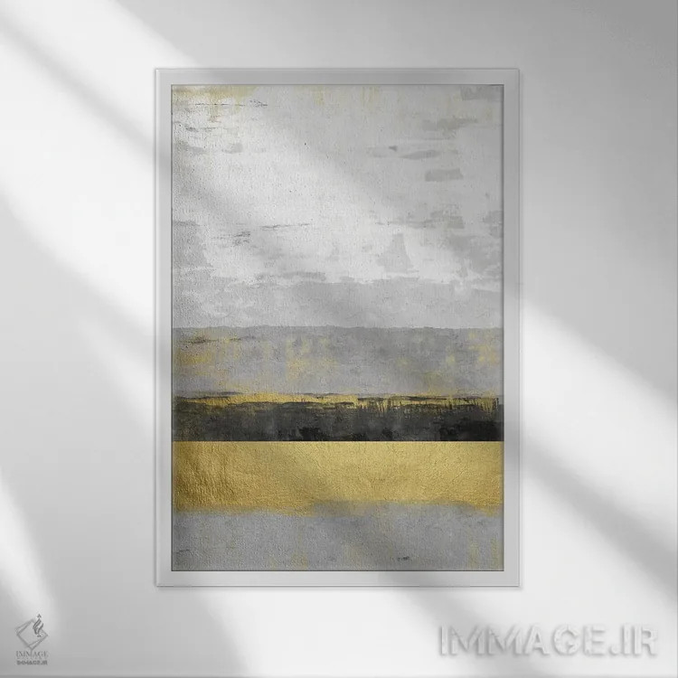 تابلو مینیمال سفید طلایی انتزاعی اثر دانیلو د آلکساندریا - نمای قابدار سفید