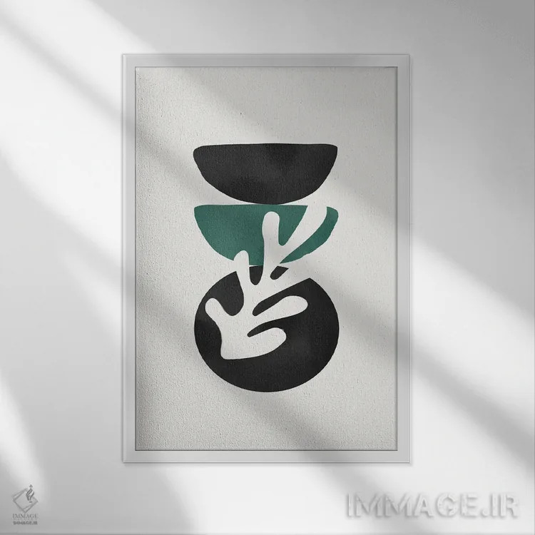 تابلو انتزاعی شکل انتزاعی برگ سبز اثر دانیلو د آلکساندریا - نمای قابدار سفید