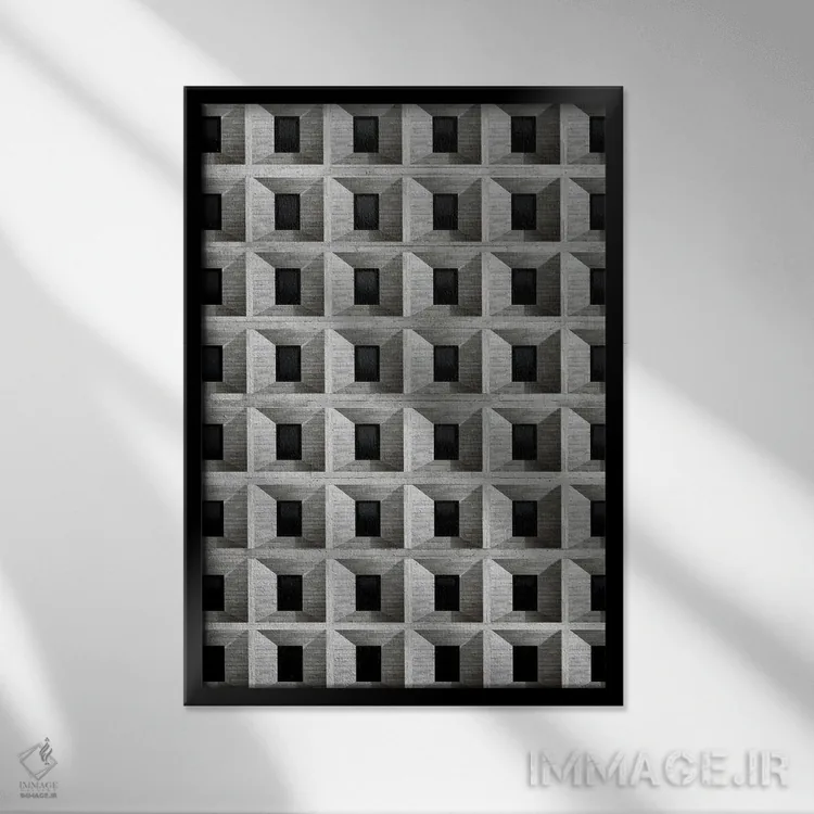 تابلو انتزاعی پنجره انتزاعی دو اثر دانیلو د آلکساندریا - نمای قابدار مشکی
