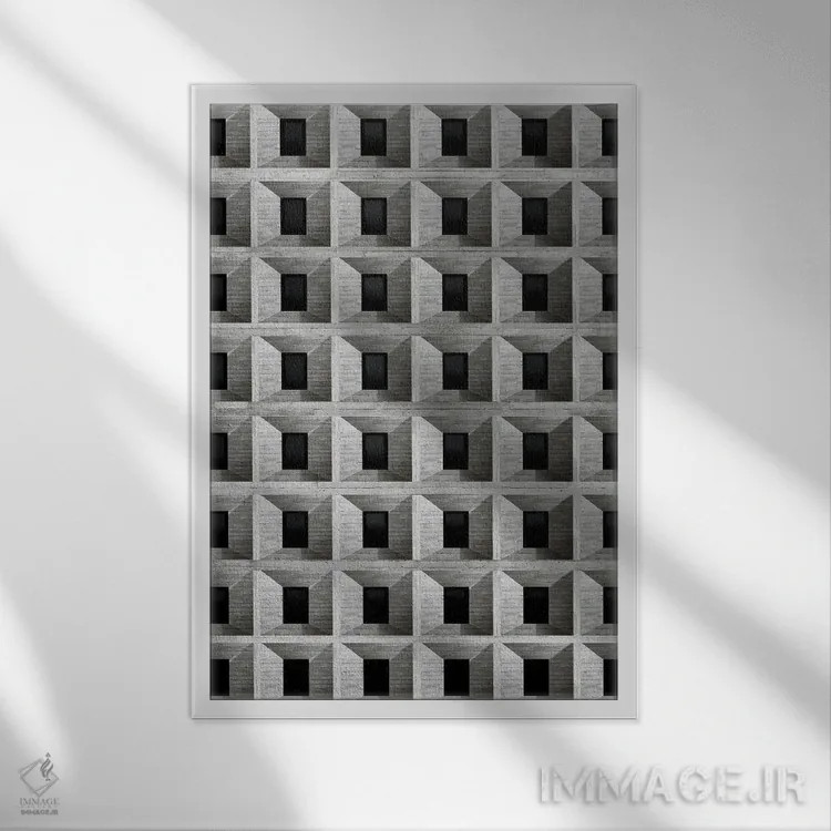 تابلو انتزاعی پنجره انتزاعی دو اثر دانیلو د آلکساندریا - نمای قابدار سفید