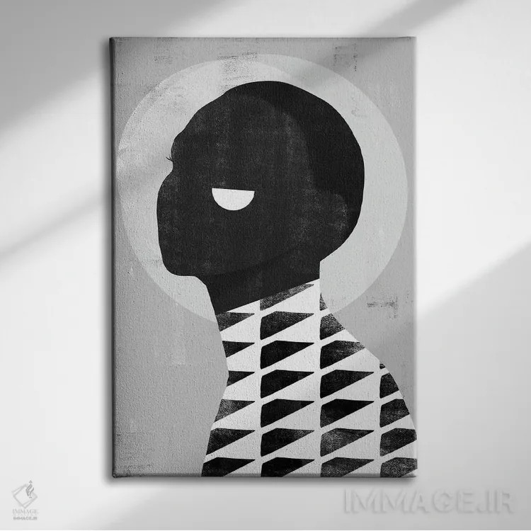تابلو مدرن چهره انتزاعی یک اثر دانیلو د آلکساندریا - نمای روبهرو روی دیوار