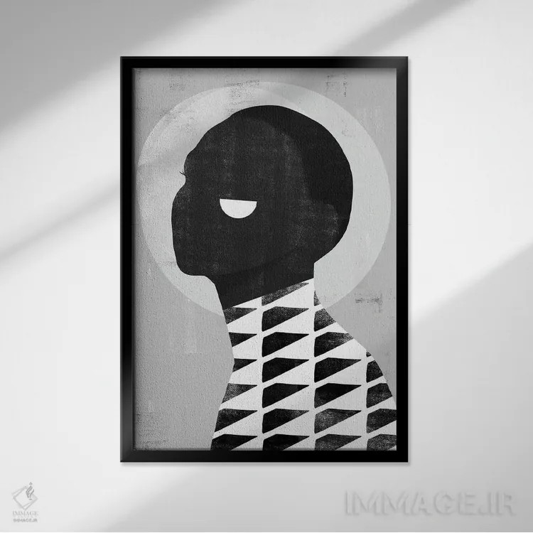 تابلو مدرن چهره انتزاعی یک اثر دانیلو د آلکساندریا - نمای قابدار مشکی