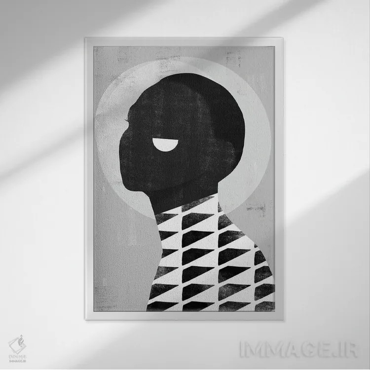 تابلو مدرن چهره انتزاعی یک اثر دانیلو د آلکساندریا - نمای قابدار سفید