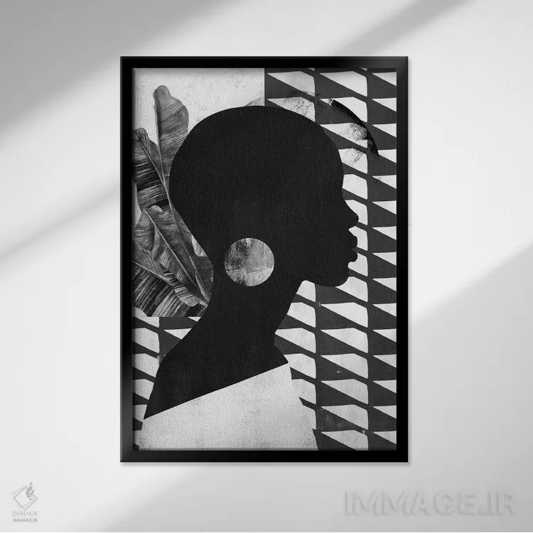تابلو مدرن چهره انتزاعی دو اثر دانیلو د آلکساندریا - نمای قابدار مشکی