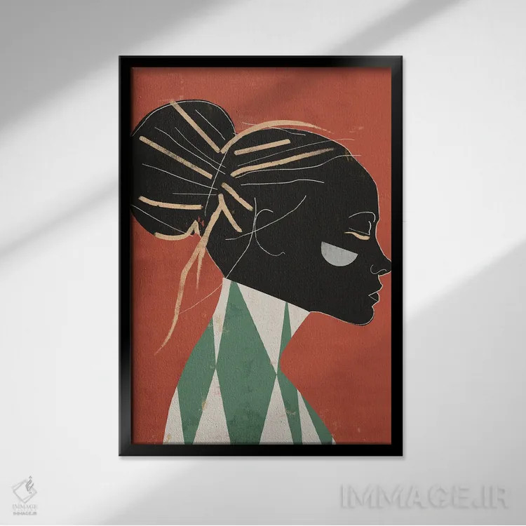 تابلو دکوراتیو زن رنگارنگ اثر دانیلو د آلکساندریا - نمای قابدار مشکی