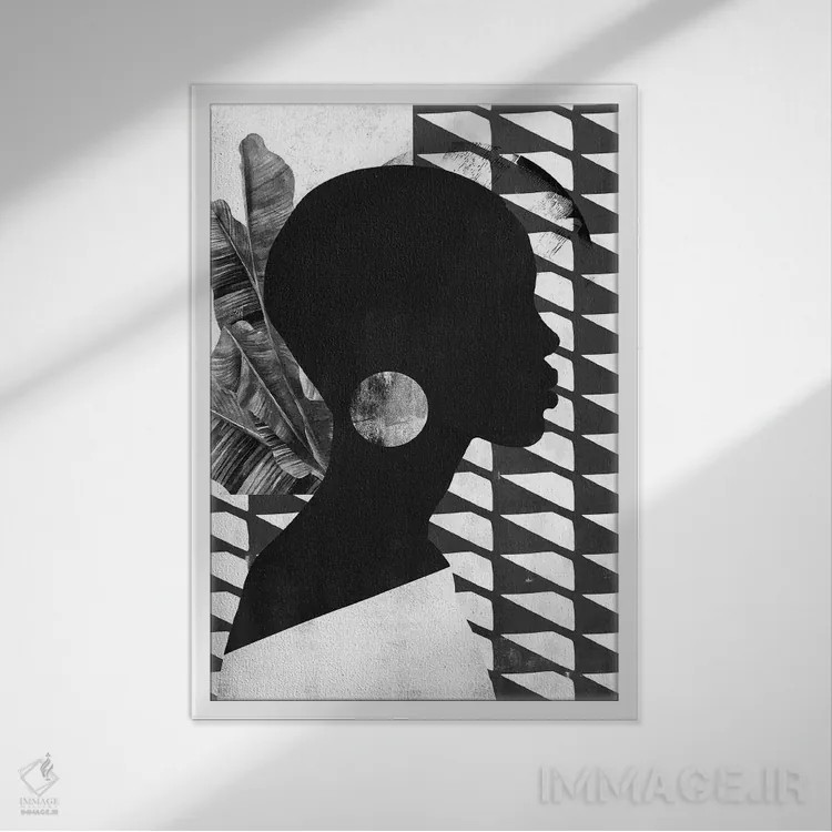 تابلو مدرن چهره انتزاعی دو اثر دانیلو د آلکساندریا - نمای قابدار سفید