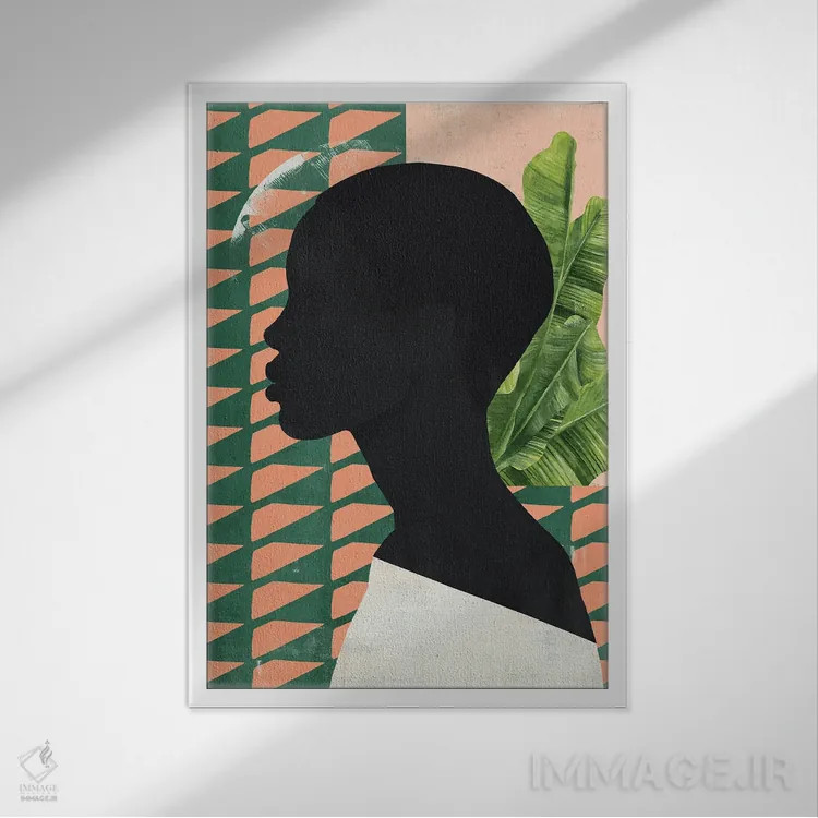 تابلو مدرن چهره انتزاعی چهار اثر دانیلو د آلکساندریا - نمای قابدار سفید