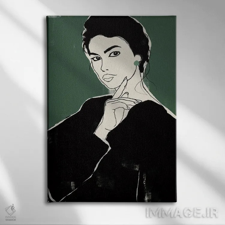 تابلو دکوراتیو زن سبزپوش اثر دانیلو د آلکساندریا - نمای روبهرو روی دیوار