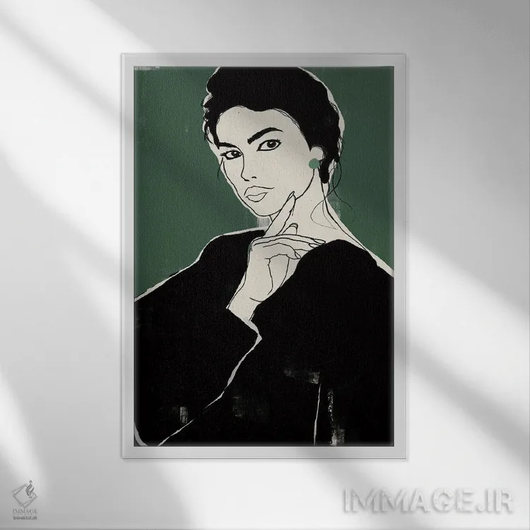 تابلو دکوراتیو زن سبزپوش اثر دانیلو د آلکساندریا - نمای قابدار سفید
