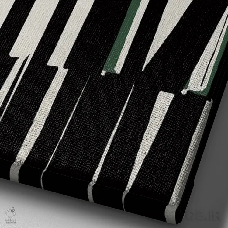 تابلو مینیمال هندسی سبز انتزاعی دو اثر دانیلو د آلکساندریا - نمای نزدیک بافت بوم