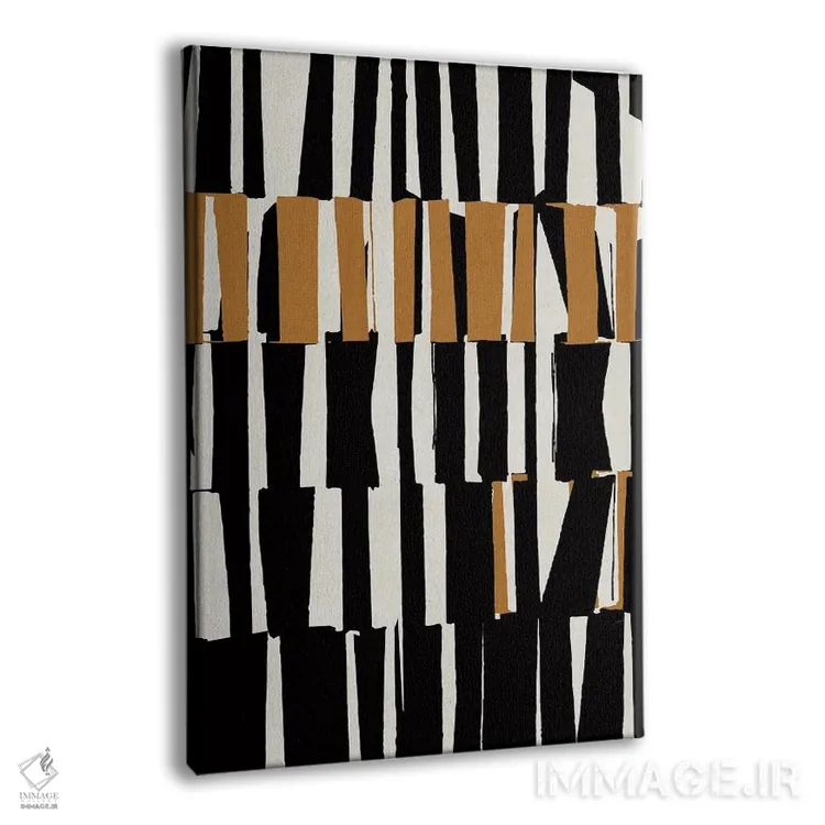 تابلو مینیمال هندسی اخرایی انتزاعی سه اثر دانیلو د آلکساندریا - نمای پرسپکتیو محصول