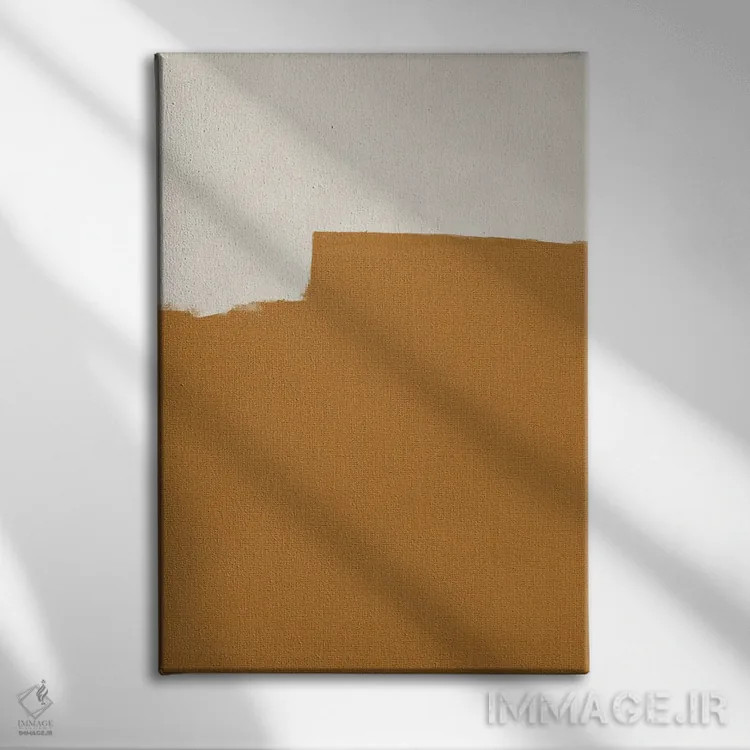 تابلو مینیمال هندسی اخرایی انتزاعی چهار اثر دانیلو د آلکساندریا - نمای روبهرو روی دیوار