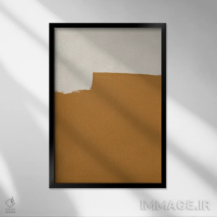 تابلو مینیمال هندسی اخرایی انتزاعی چهار اثر دانیلو د آلکساندریا - نمای قابدار مشکی