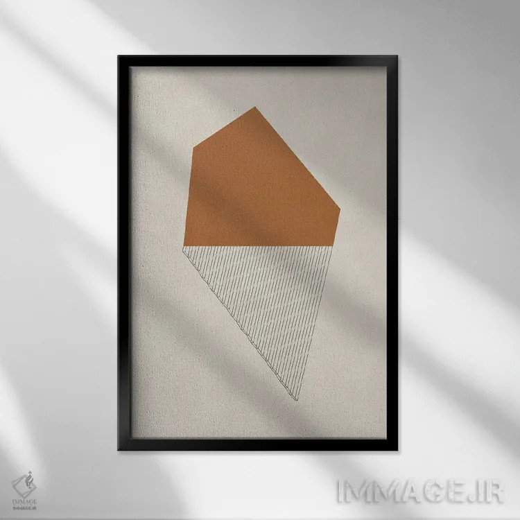 تابلو مینیمال هندسی اخرایی انتزاعی دو اثر دانیلو د آلکساندریا - نمای قابدار مشکی