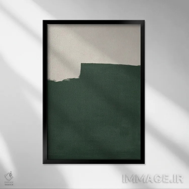 تابلو مینیمال سبز ساده انتزاعی دو اثر دانیلو د آلکساندریا - نمای قابدار مشکی