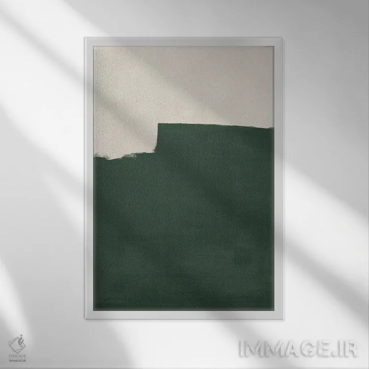 تابلو مینیمال سبز ساده انتزاعی دو اثر دانیلو د آلکساندریا - نمای قابدار سفید