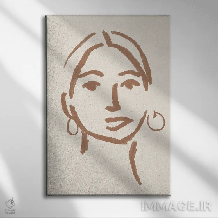 تابلو مینیمال چهره دختر انتزاعی یک اثر دانیلو د آلکساندریا - نمای روبهرو روی دیوار