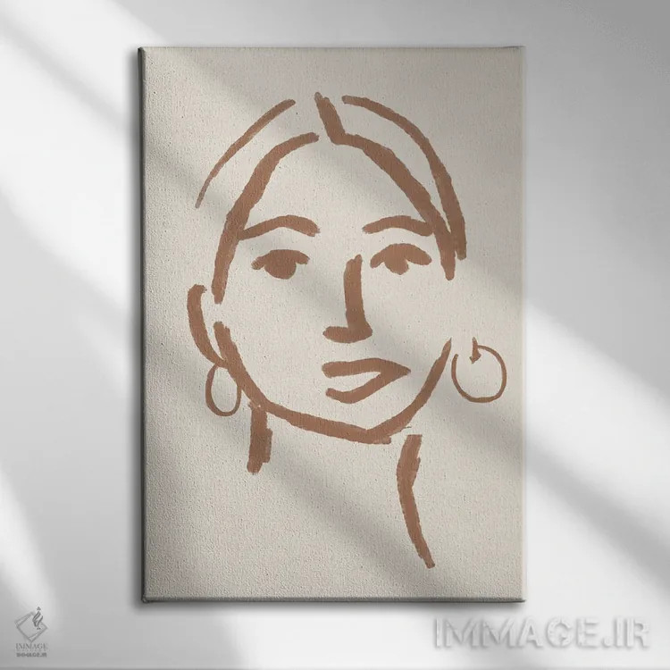 تابلو مینیمال چهره دختر انتزاعی یک اثر دانیلو د آلکساندریا - نمای روبهرو روی دیوار