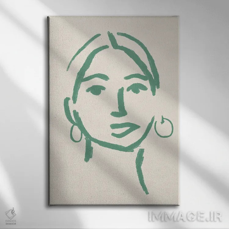 تابلو مینیمال چهره دختر انتزاعی دو اثر دانیلو د آلکساندریا - نمای روبهرو روی دیوار