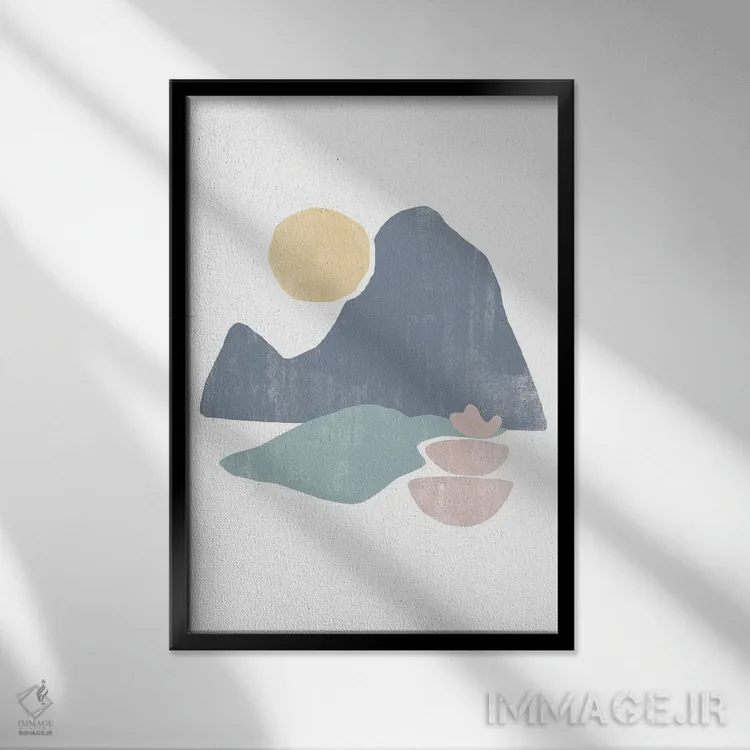 تابلو مینیمال رنگ پاستلی هفت اثر دانیلو د آلکساندریا - نمای قابدار مشکی