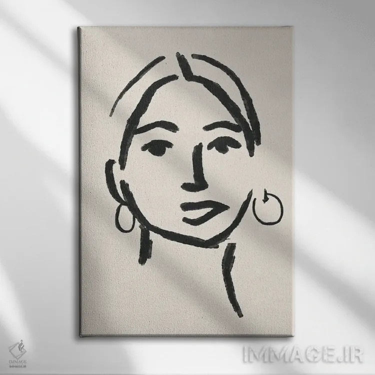 تابلو مینیمال چهره دختر انتزاعی سه اثر دانیلو د آلکساندریا - نمای روبهرو روی دیوار
