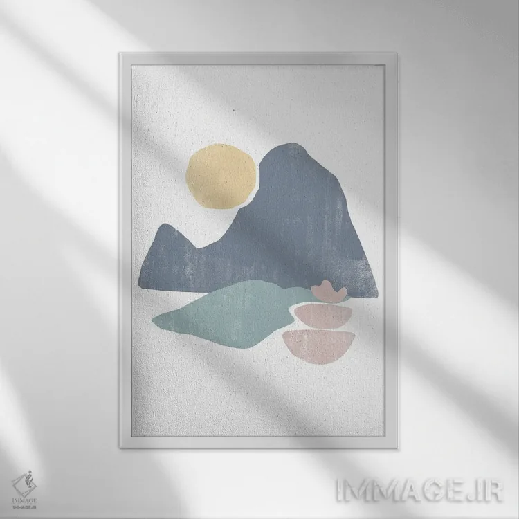 تابلو مینیمال رنگ پاستلی هفت اثر دانیلو د آلکساندریا - نمای قابدار سفید