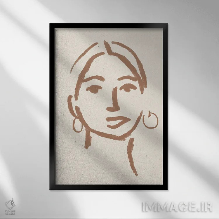 تابلو مینیمال چهره دختر انتزاعی یک اثر دانیلو د آلکساندریا - نمای قابدار مشکی