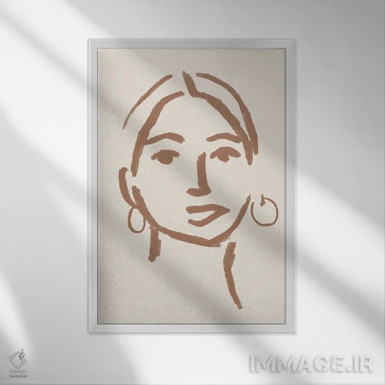 تابلو مینیمال چهره دختر انتزاعی یک اثر دانیلو د آلکساندریا - نمای قابدار سفید