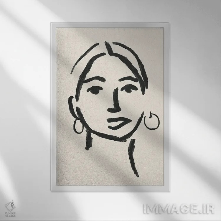 تابلو مینیمال چهره دختر انتزاعی سه اثر دانیلو د آلکساندریا - نمای قابدار سفید