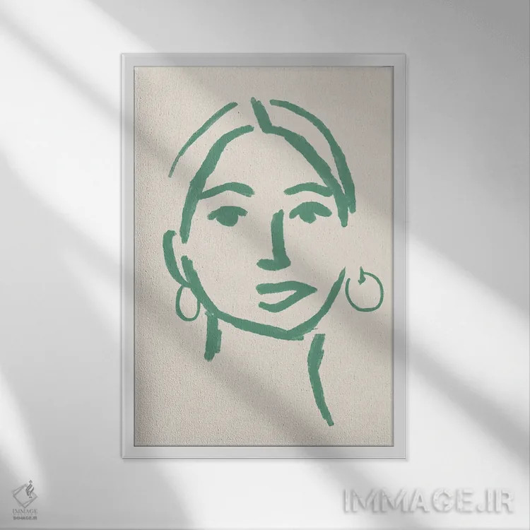 تابلو مینیمال چهره دختر انتزاعی دو اثر دانیلو د آلکساندریا - نمای قابدار سفید