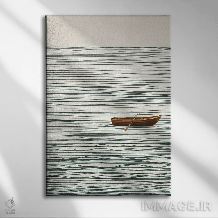 تابلو مینیمال قایق مینیمال انتزاعی سه اثر دانیلو د آلکساندریا - نمای روبهرو روی دیوار