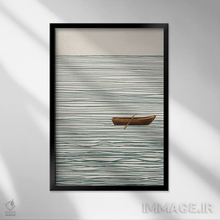 تابلو مینیمال قایق مینیمال انتزاعی سه اثر دانیلو د آلکساندریا - نمای قابدار مشکی