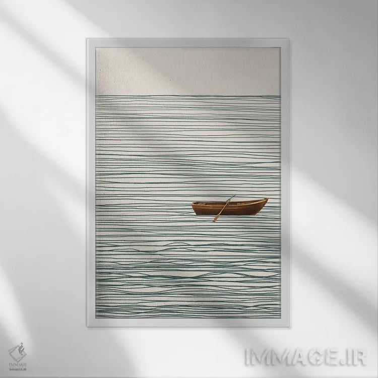 تابلو مینیمال قایق مینیمال انتزاعی سه اثر دانیلو د آلکساندریا - نمای قابدار سفید