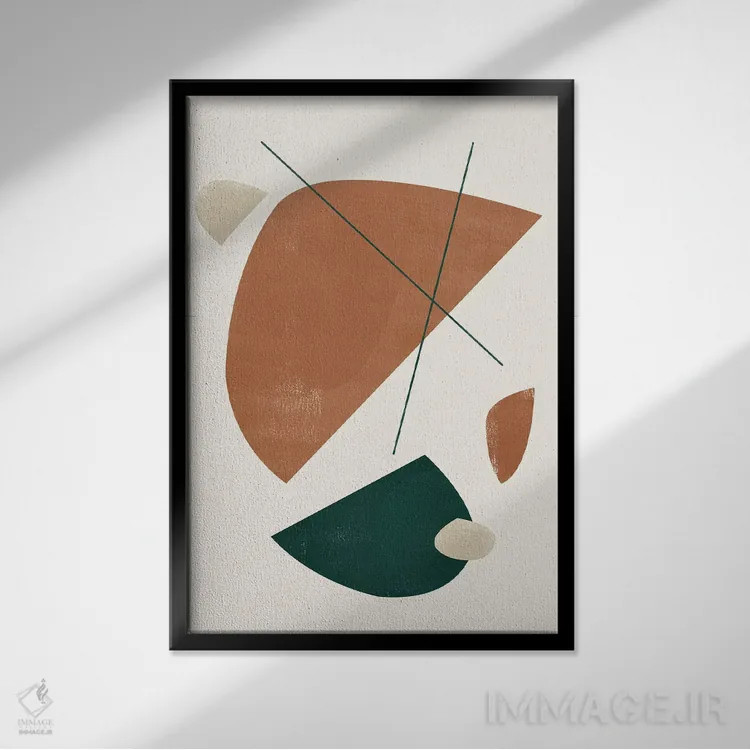 تابلو مینیمال اشکال انتزاعی پنج اثر دانیلو د آلکساندریا - نمای قابدار مشکی