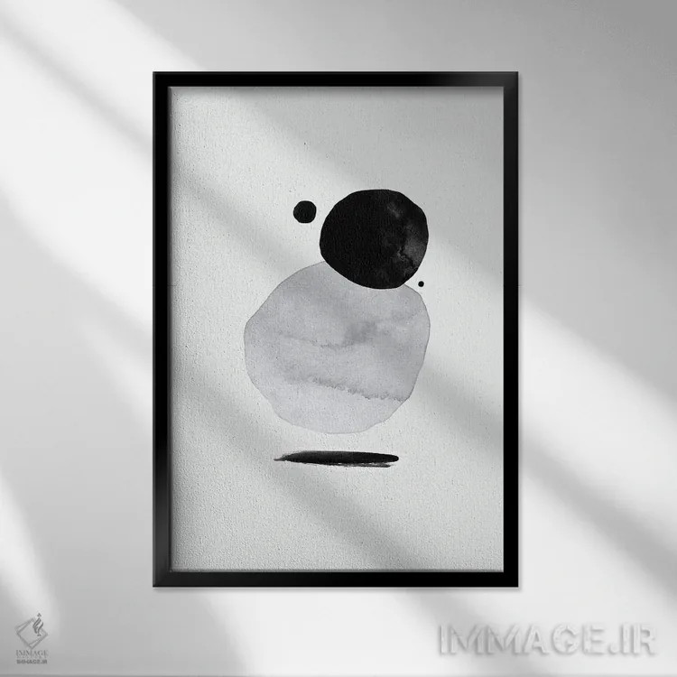 تابلو مینیمال برف به شیوه انتزاعی بیست و شش اثر دانیلو د آلکساندریا - نمای قابدار مشکی