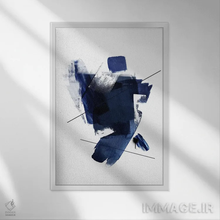 تابلو مینیمال برف به شیوه انتزاعی نوزده اثر دانیلو د آلکساندریا - نمای قابدار سفید