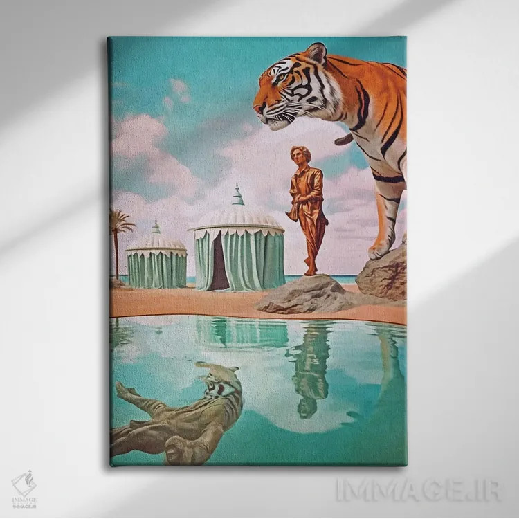 تابلو دکوراتیو سوررئالیسم؛ ببرها یک اثر دانیلو د آلکساندریا - نمای روبهرو روی دیوار