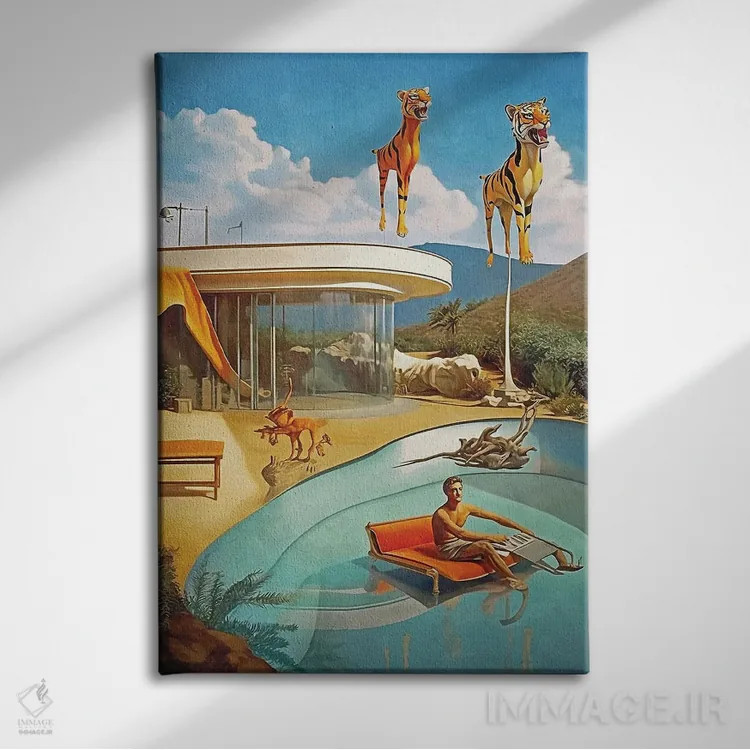 تابلو دکوراتیو سوررئالیسم؛ ببرها دو اثر دانیلو د آلکساندریا - نمای روبهرو روی دیوار