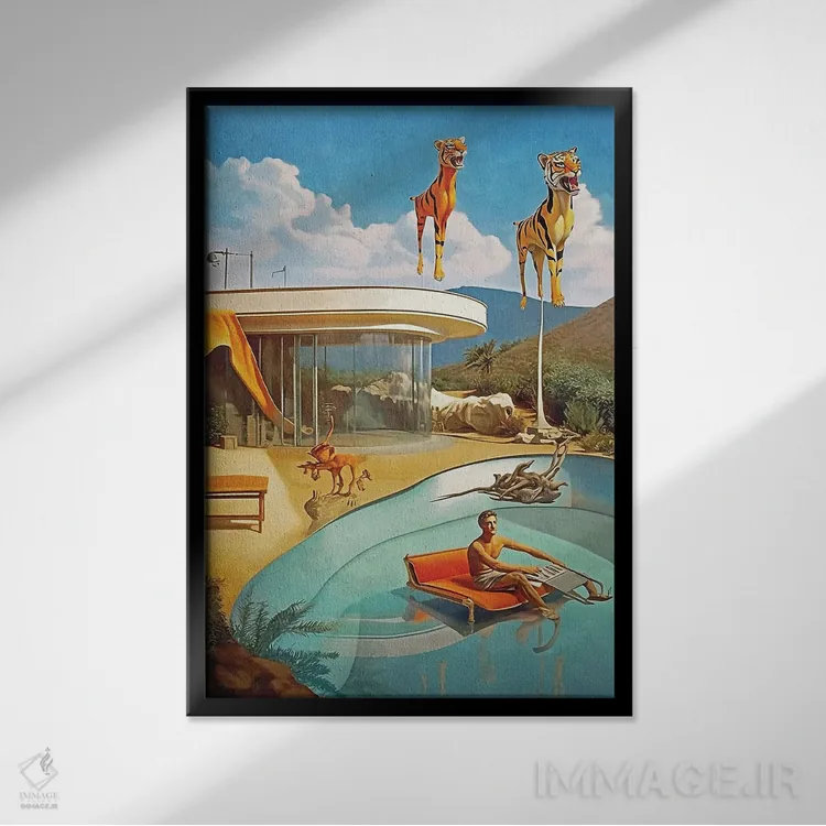 تابلو دکوراتیو سوررئالیسم؛ ببرها دو اثر دانیلو د آلکساندریا - نمای قابدار مشکی