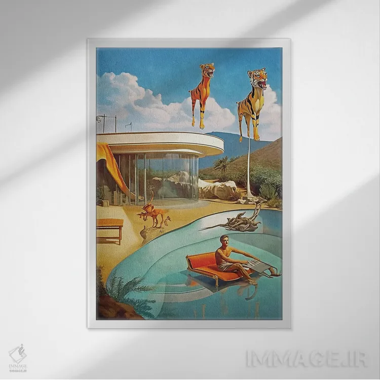 تابلو دکوراتیو سوررئالیسم؛ ببرها دو اثر دانیلو د آلکساندریا - نمای قابدار سفید