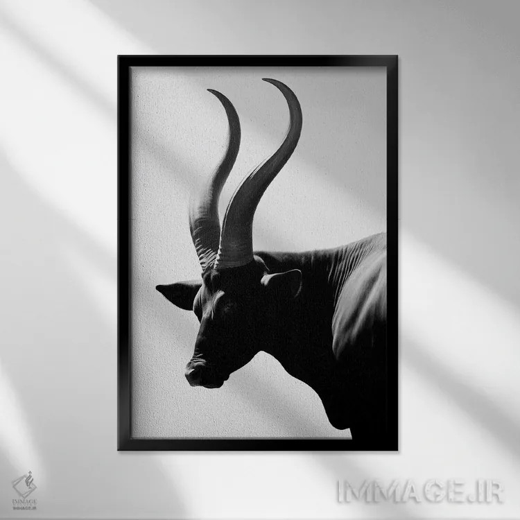 تابلو دکوراتیو شاخ به سبک مینیمالیستی اثر دانیلو د آلکساندریا - نمای قابدار مشکی