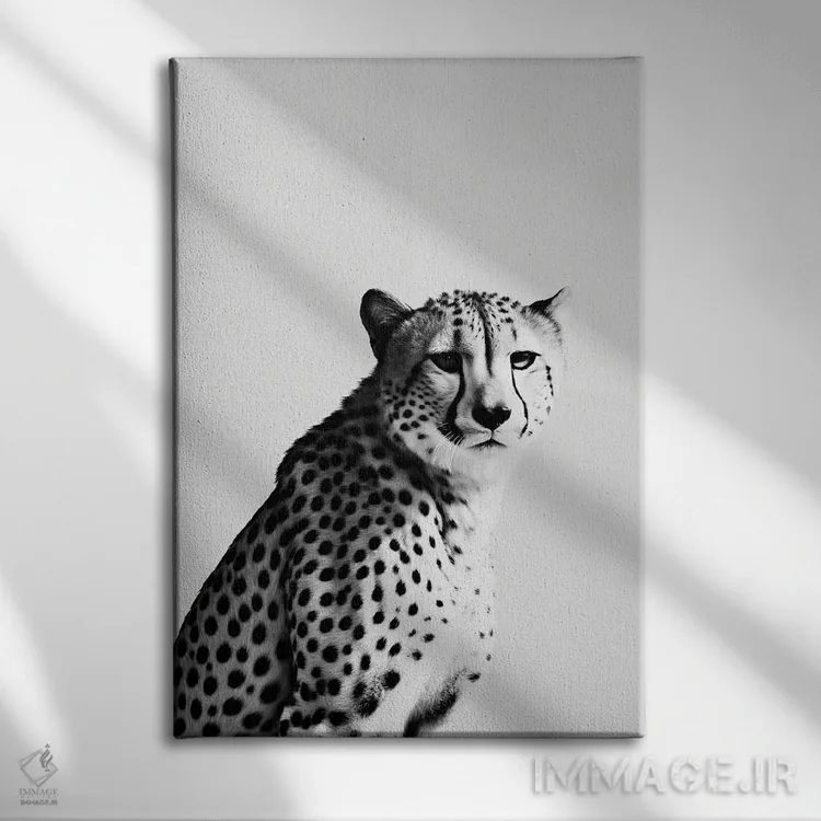 تابلو دکوراتیو یوزپلنگ به سبک مینیمالیستی اثر دانیلو د آلکساندریا - نمای روبهرو روی دیوار