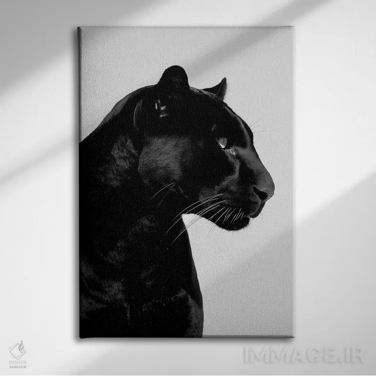 تابلو دکوراتیو پلنگ سیاه به سبک مینیمالیستی اثر دانیلو د آلکساندریا - نمای روبهرو روی دیوار