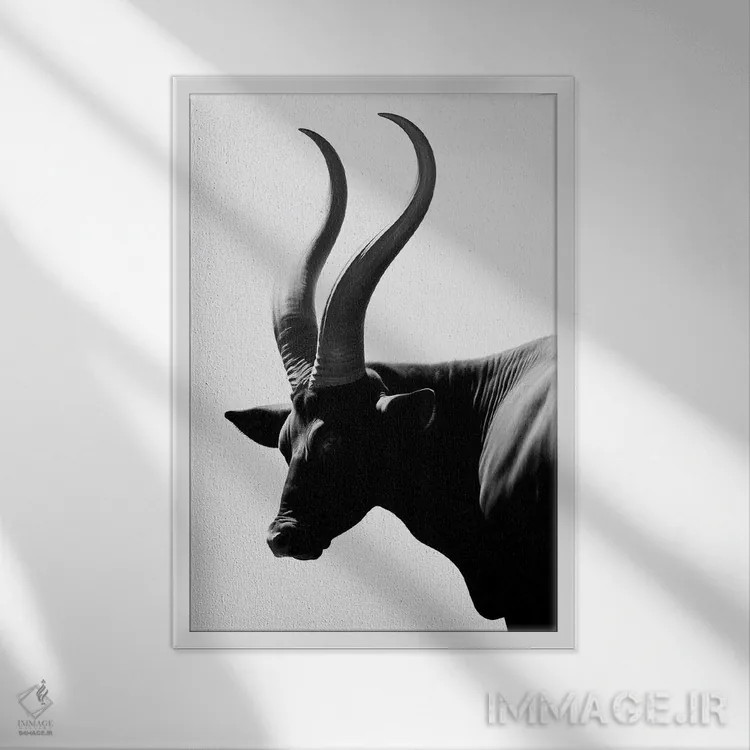 تابلو دکوراتیو شاخ به سبک مینیمالیستی اثر دانیلو د آلکساندریا - نمای قابدار سفید