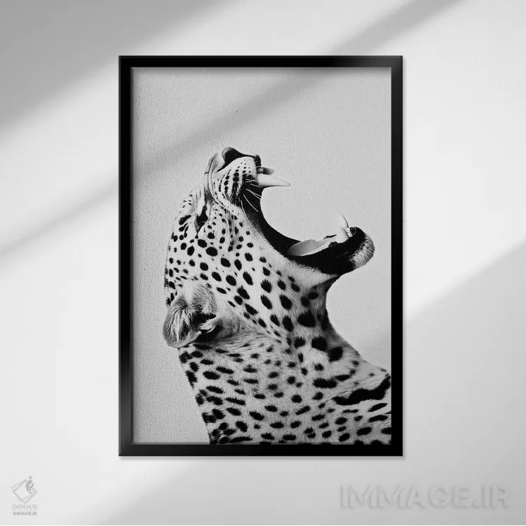 تابلو دکوراتیو جگوار به سبک مینیمالیستی اثر دانیلو د آلکساندریا - نمای قابدار مشکی