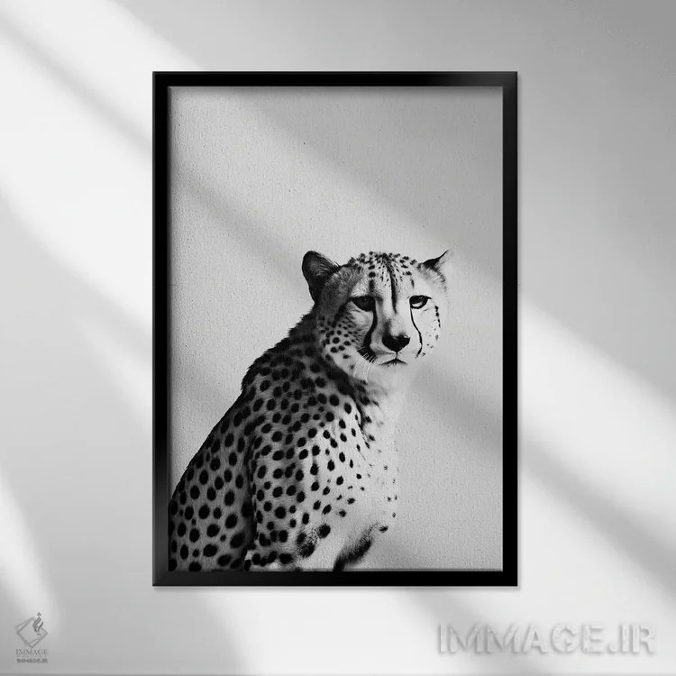 تابلو دکوراتیو یوزپلنگ به سبک مینیمالیستی اثر دانیلو د آلکساندریا - نمای قابدار مشکی