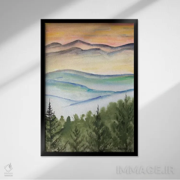 تابلو مدرن منظره کوه های بلو ریج اثر درک مک کری - نمای قابدار مشکی
