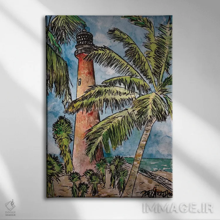 تابلو دکوراتیو فانوس دریایی کیپ فلوریدا اثر درک مک کری - نمای روبهرو روی دیوار